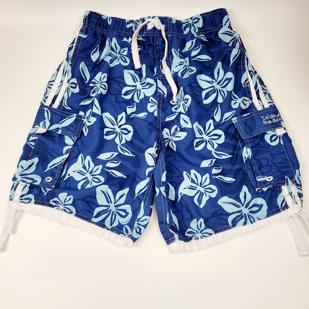 Island Beach Blue Swim Trunks Medium